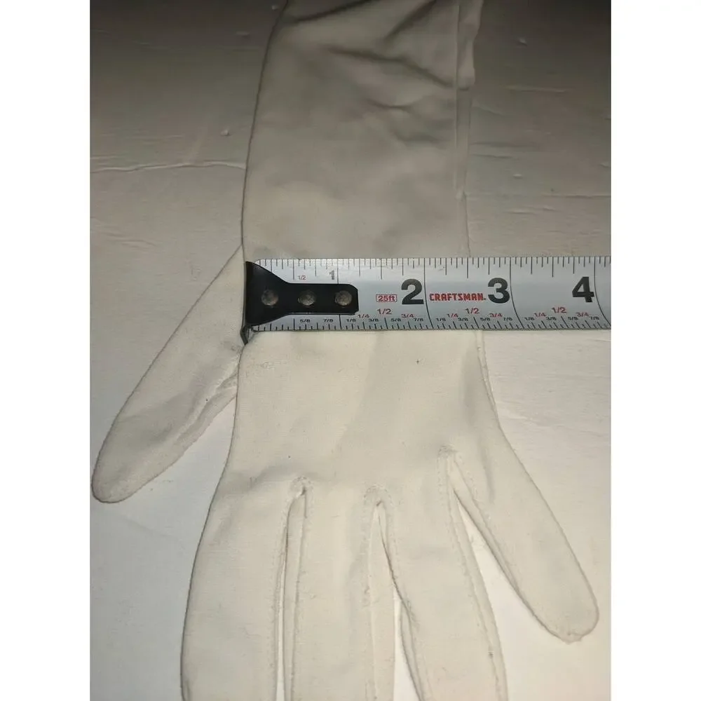 Vintage White Classic Gloves Bracelet Coat Length Formal Forearm Retro